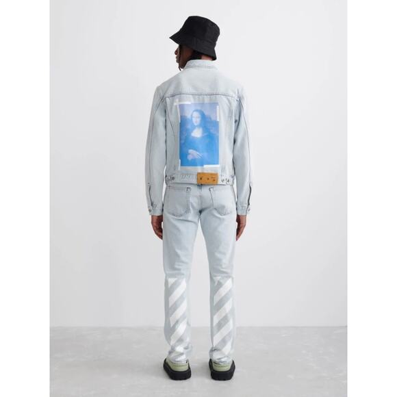 EUC Off-White Diagonal Stripe Patchwork Slim Jeans Size 26 Virgil Abloh Rare Y2K - Picture 9 of 16